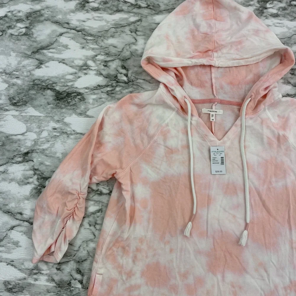 NWT Maurice’s Pink Tie-Dye Hooded Top - Picture 6 of 9